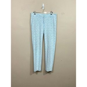 Ann Taylor Womens Lace Ankle Pants 4 Blue White Floral Cottage Coastal Preppy